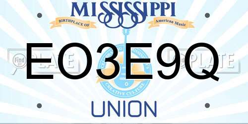 EO3E9Q Mississippi License Plate