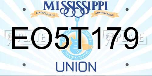 EO5T179 Mississippi License Plate