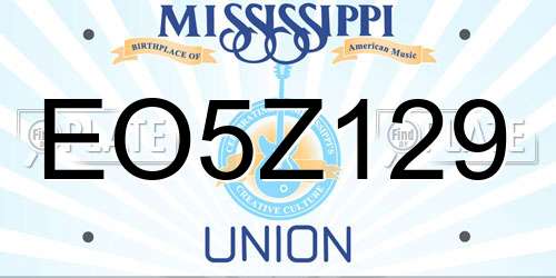 EO5Z129 Mississippi License Plate