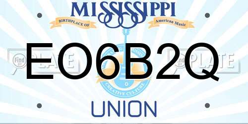 EO6B2Q Mississippi License Plate