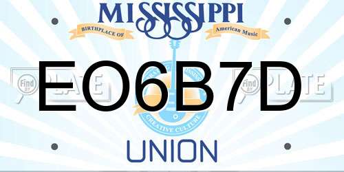EO6B7D Mississippi License Plate