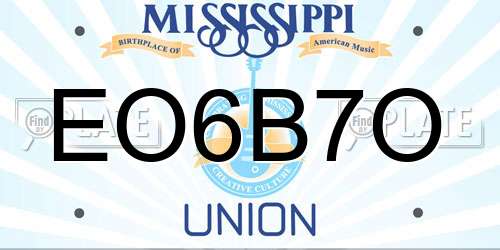 EO6B7O Mississippi License Plate