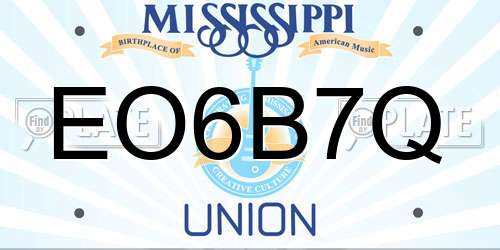 EO6B7Q Mississippi License Plate