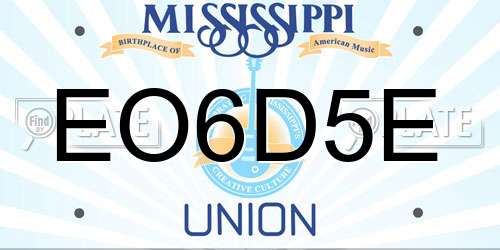 EO6D5E Mississippi License Plate