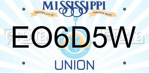 EO6D5W Mississippi License Plate