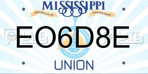 EO6D8E Mississippi License Plate