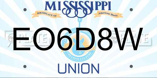EO6D8W Mississippi License Plate