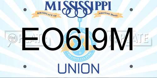 EO6I9M Mississippi License Plate