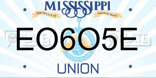 EO6O5E Mississippi License Plate