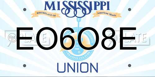 EO6O8E Mississippi License Plate