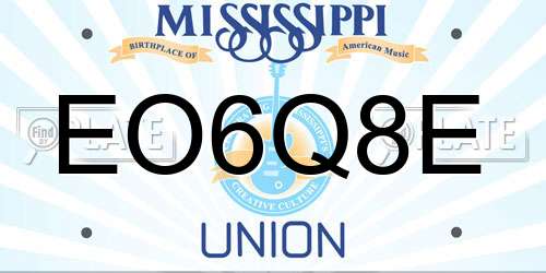 EO6Q8E Mississippi License Plate