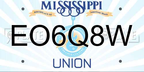 EO6Q8W Mississippi License Plate