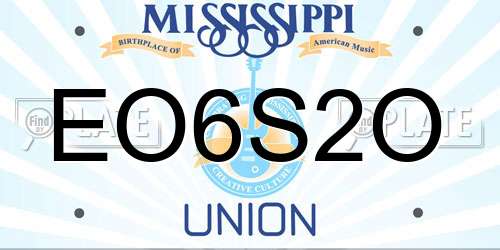 EO6S2O Mississippi License Plate