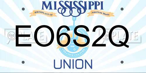 EO6S2Q Mississippi License Plate