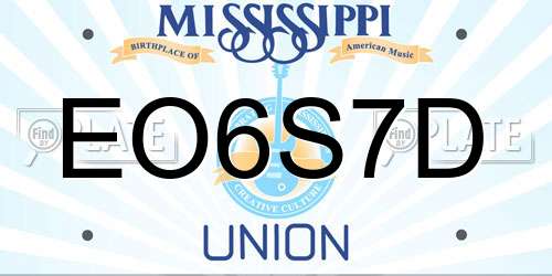 EO6S7D Mississippi License Plate