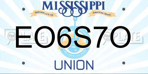 EO6S7O Mississippi License Plate