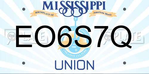 EO6S7Q Mississippi License Plate