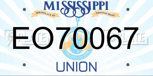 EO70067 Mississippi License Plate