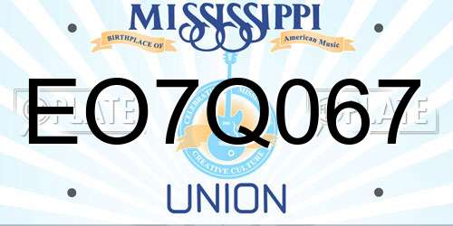 EO7Q067 Mississippi License Plate
