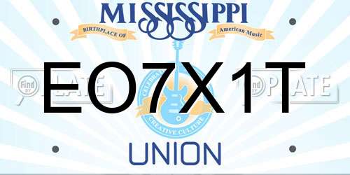 EO7X1T Mississippi License Plate