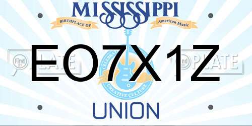 EO7X1Z Mississippi License Plate