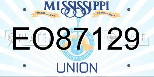 EO87129 Mississippi License Plate