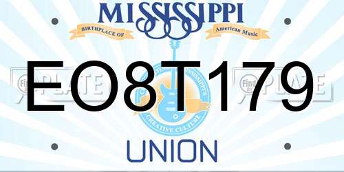EO8T179 Mississippi License Plate
