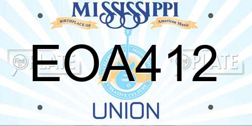 EOA412 Mississippi License Plate