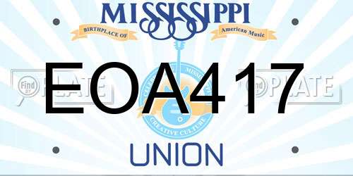 EOA417 Mississippi License Plate