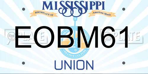 EOBM61 Mississippi License Plate