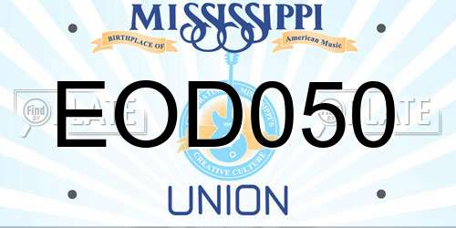 EOD050 Mississippi License Plate