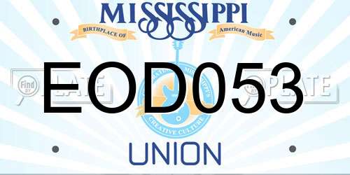 EOD053 Mississippi License Plate