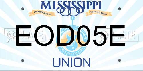 EOD05E Mississippi License Plate