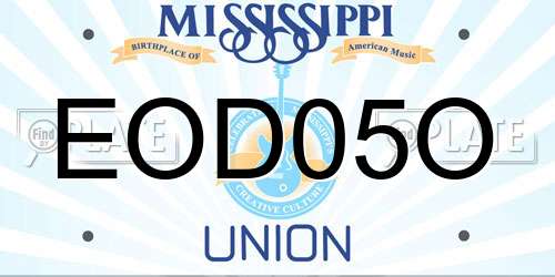 EOD05O Mississippi License Plate