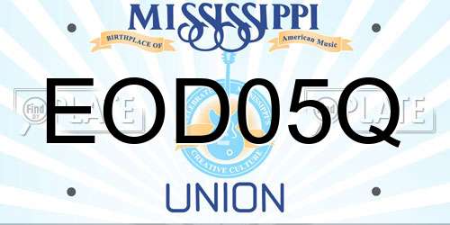 EOD05Q Mississippi License Plate