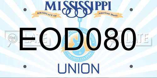 EOD080 Mississippi License Plate