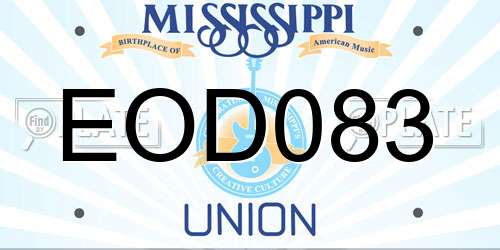 EOD083 Mississippi License Plate