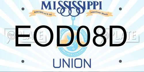 EOD08D Mississippi License Plate
