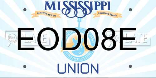 EOD08E Mississippi License Plate