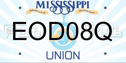 EOD08Q Mississippi License Plate