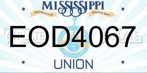 EOD4067 Mississippi License Plate