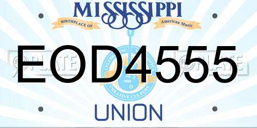 EOD4555 Mississippi License Plate