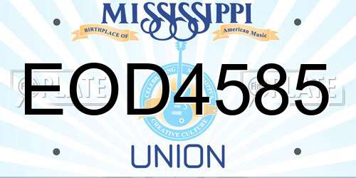 EOD4585 Mississippi License Plate