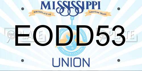 EODD53 Mississippi License Plate