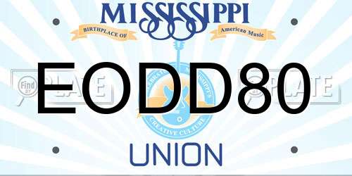 EODD80 Mississippi License Plate