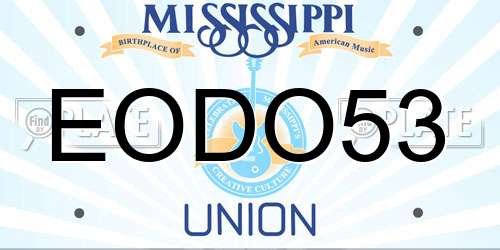 EODO53 Mississippi License Plate