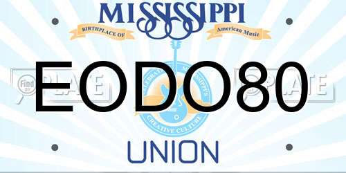 EODO80 Mississippi License Plate