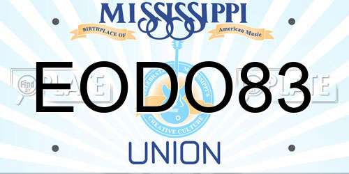 EODO83 Mississippi License Plate