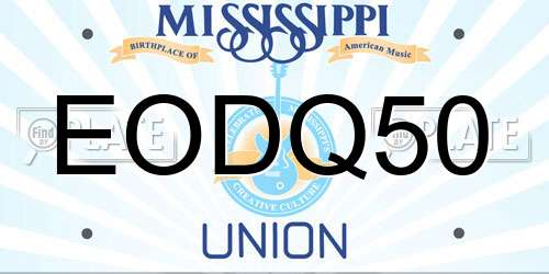 EODQ50 Mississippi License Plate