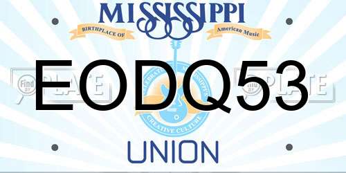 EODQ53 Mississippi License Plate